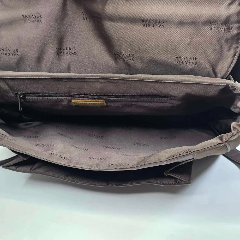 Valerie Stevens Messenger Bag Brown Crossbody Laptop Briefcase RN 13711 Large